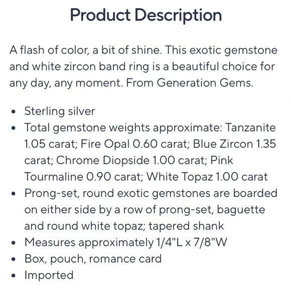 Exotic Tanzanite & White Zircon Gemstone Band Ring - Picture 7 of 7